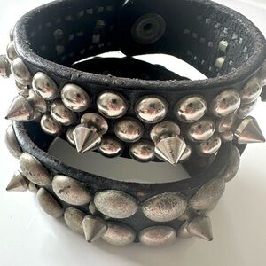 Vintage Studded Leather Cuff Bracelets 🎶 Punk Rock